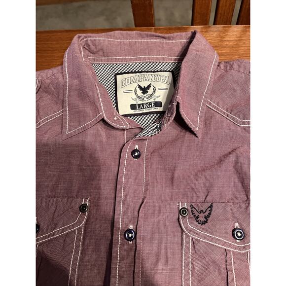 Company 81 Button Up Shirt Mens Large Burgundy Western Long Sleeve Casual - Picture 3 of 5